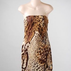 Cache Animal Print Strapless Dress